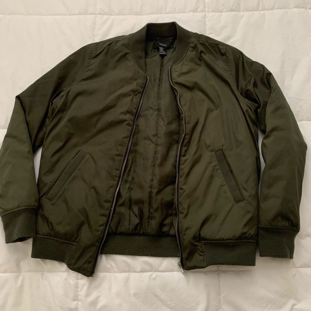 Green Forever 21 Bomber Jacket